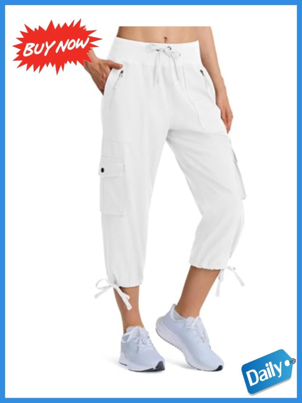 Womens Hiking Cargo Capris Quick Dry Lightweight 8 Pockets UPF 50+